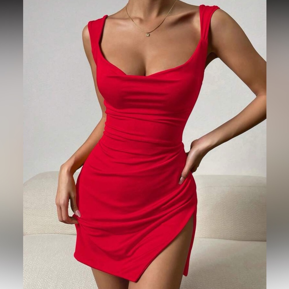 Elegant Red Sleeveless Dress